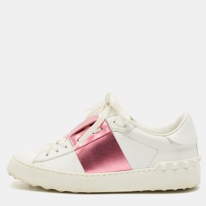 Valentino White/Pink Leather Rockstud Lace Up  Sneakers Size 37, Athletic Shoes & Sneakers - Luxury Closet catalog