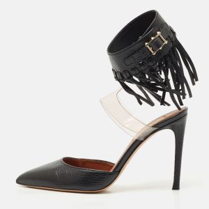 Valentino Black Leather C-Rockee Fringe Ankle Strap Sandals Size 35, Pumps - Luxury Closet catalog