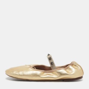 Valentino Gold Leather Rockstud Bow Ballet Flats Size 38, Flats - Luxury Closet catalog