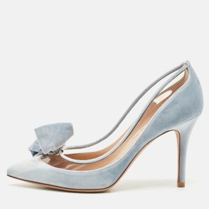Valentino Light Blue PVC and Velvet Dollybow Pumps Size 37, Pumps - Luxury Closet catalog