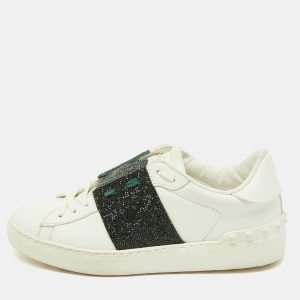 Valentino White/Green Glitter and Leather Rockstud Low Top Sneakers Size 38, Athletic Shoes & Sneakers - Luxury Closet catalog