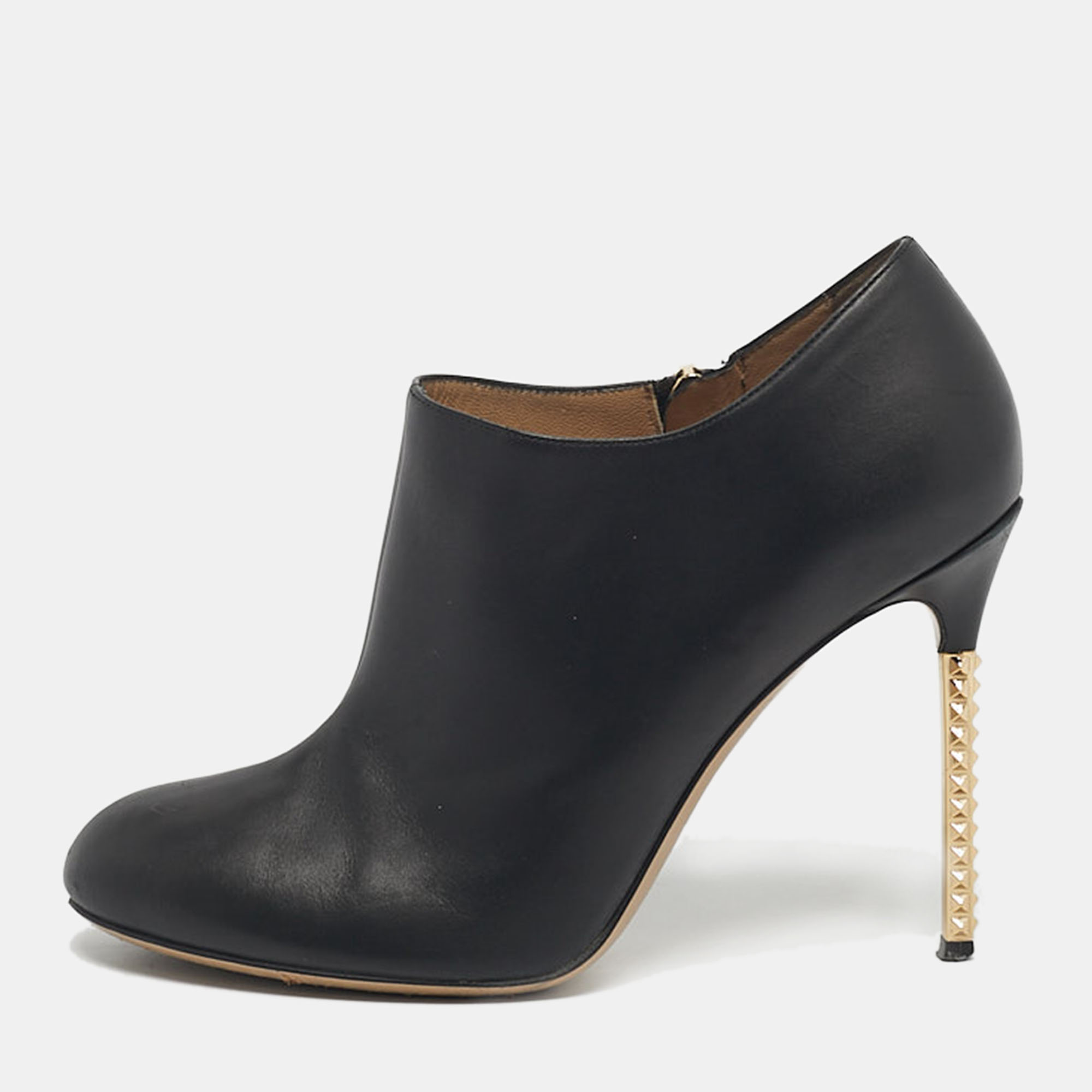 Valentino Black Leather Rockstud Heel Ankle Length Boots Size 37, Boots - Luxury Closet catalog