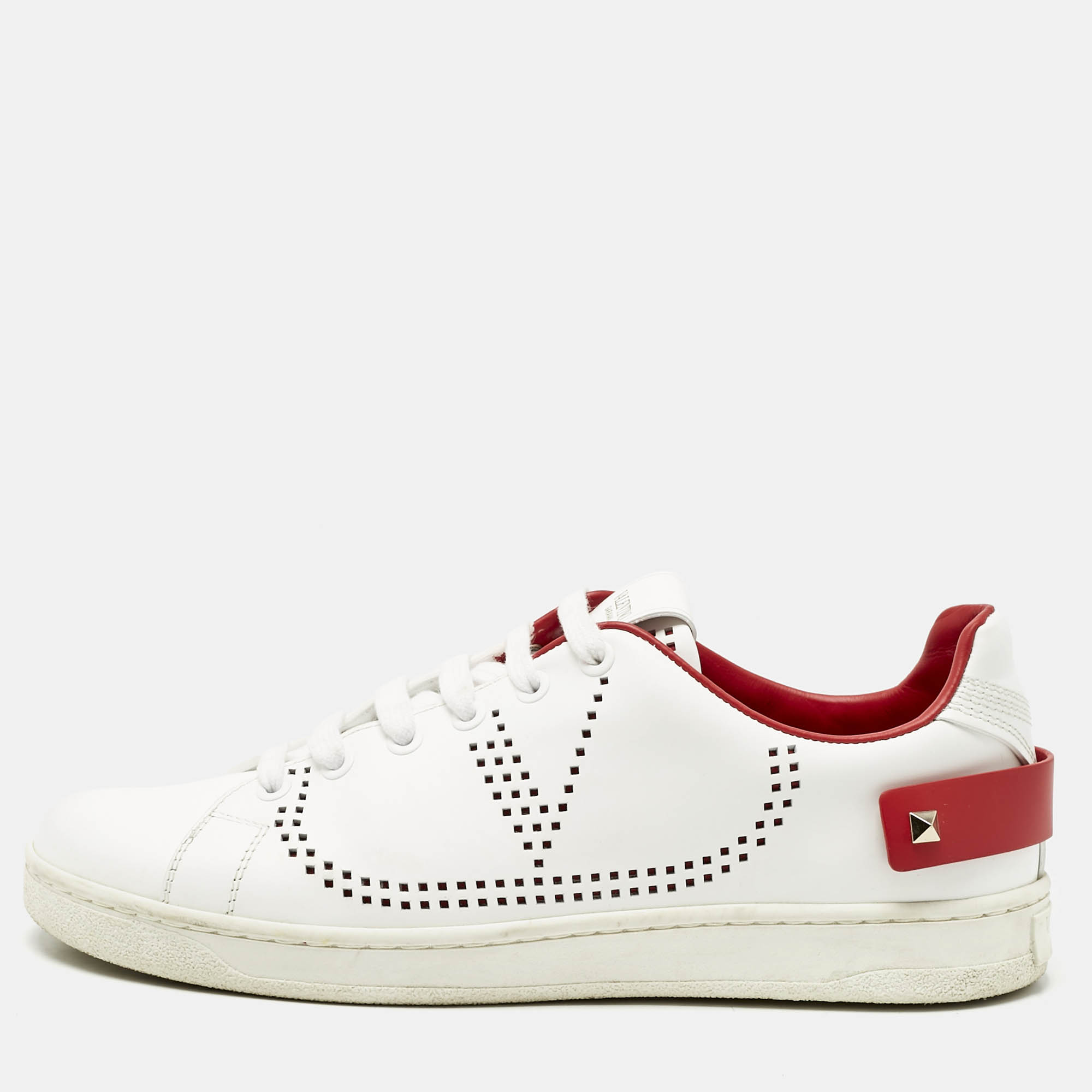 Valentino White Perforated Leather Backnet Rockstud Low Top Sneakers Size 38, Athletic Shoes & Sneakers - Luxury Closet catalog