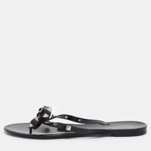 Valentino Black Jelly Rockstud Bow Thong Flats Size 39, Flats - Luxury Closet catalog