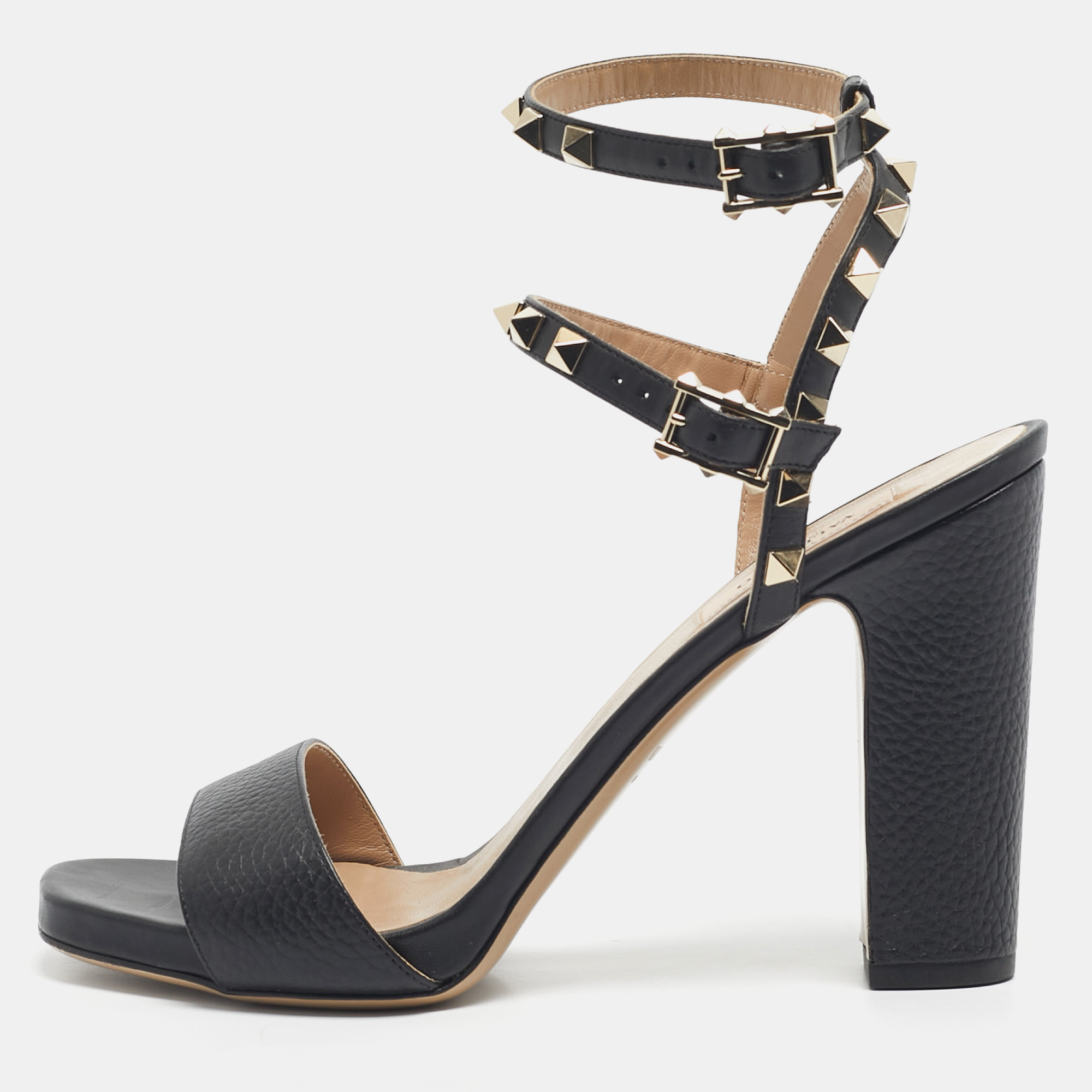 Valentino Black Leather Rockstud Double Strap Sandals Size 39, Sandals - Luxury Closet catalog