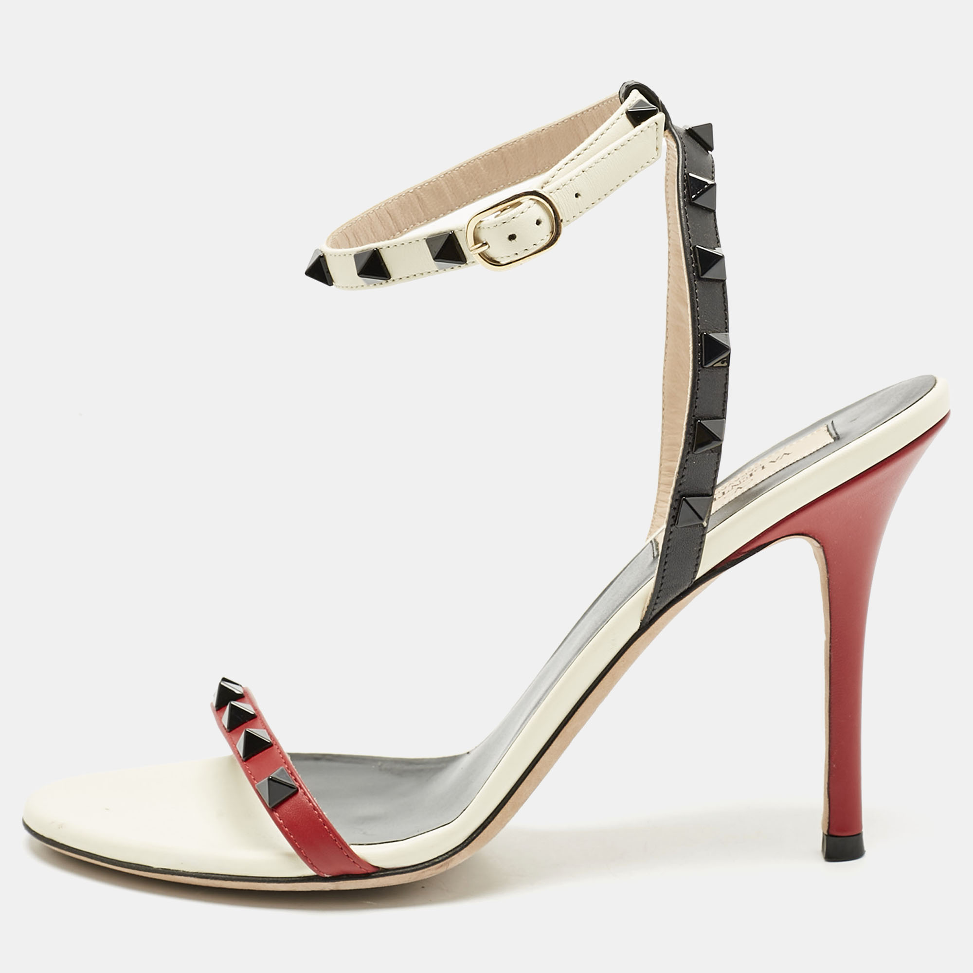 Valentino Tricolor Leather Rockstud Ankle Strap Sandals Size 40, Sandals - Luxury Closet catalog