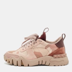 Valentino Two Tone  Camo Print Canvas and Leather Rockrunner Sneakers Size 38, Athletic Shoes & Sneakers - Luxury Closet catalog