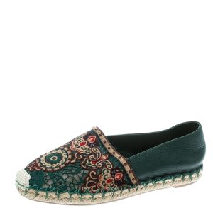 Valentino Green Embroidered Leather Espadrilles Size 35, Flats - Luxury Closet catalog