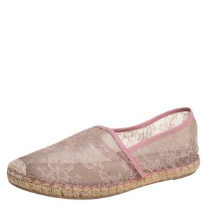 Valentino Beige/Pink Leather And Lace Espadrilles Flats Size 40, Flats - Luxury Closet catalog