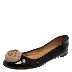 Valentino Black/Beige Patent And Leather Roses Ballet Flats Size 40, Flats - Luxury Closet catalog