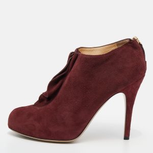 Valentino Red Suede Ankle Booties Size 38.5, Boots - Luxury Closet catalog