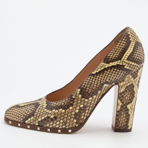 Valentino Multicolor Python Leather Studded Round Toe Pumps Size 37.5, Pumps - Luxury Closet catalog