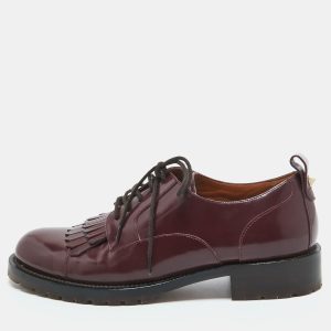 Valentino Burgundy Patent Leather Fringe Derby Size 37, Shoes - Luxury Closet catalog