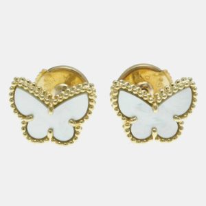 Van Cleef & Arpels 18K Yellow Gold, Mother of Pearl Sweet Alhambra Papillon Stud Earrings, Earrings - Luxury Closet catalog