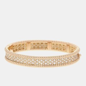 Van Cleef & Arpels 18K Pink Gold 3 Rows Small Model Perlee Diamond Bracelet, Bracelets - Luxury Closet catalog