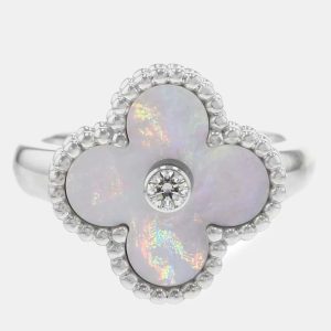 Van Cleef & Arpels 18K White Gold Vintage Alhambra Ring EU 49, Rings - Luxury Closet catalog