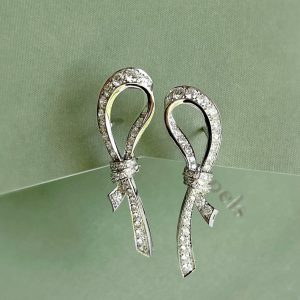 Van Cleef & Arpels 18K White Gold Full Diamond Bow Earrings, Earrings - Luxury Closet catalog