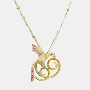 Van Cleef & Arpels 18K Yellow Gold Oiseaux de Paradis  Multicolor Diamond Pendant Necklace, Necklaces - Luxury Closet catalog