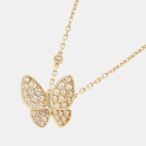 Van Cleef & Arpels 18K Yellow Gold and Diamond Two Butterfly Pendant Necklace, Necklaces - Luxury Closet catalog