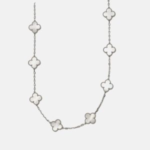 Van Cleef & Arpels Vintage Alhambra 18K White Gold Long 20 Motif Necklace, Necklaces - Luxury Closet catalog