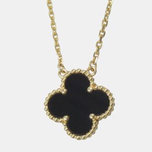 Van Cleef & Arpels Vintage Alhambra 18K Yellow Gold Onyx Necklace, Necklaces - Luxury Closet catalog