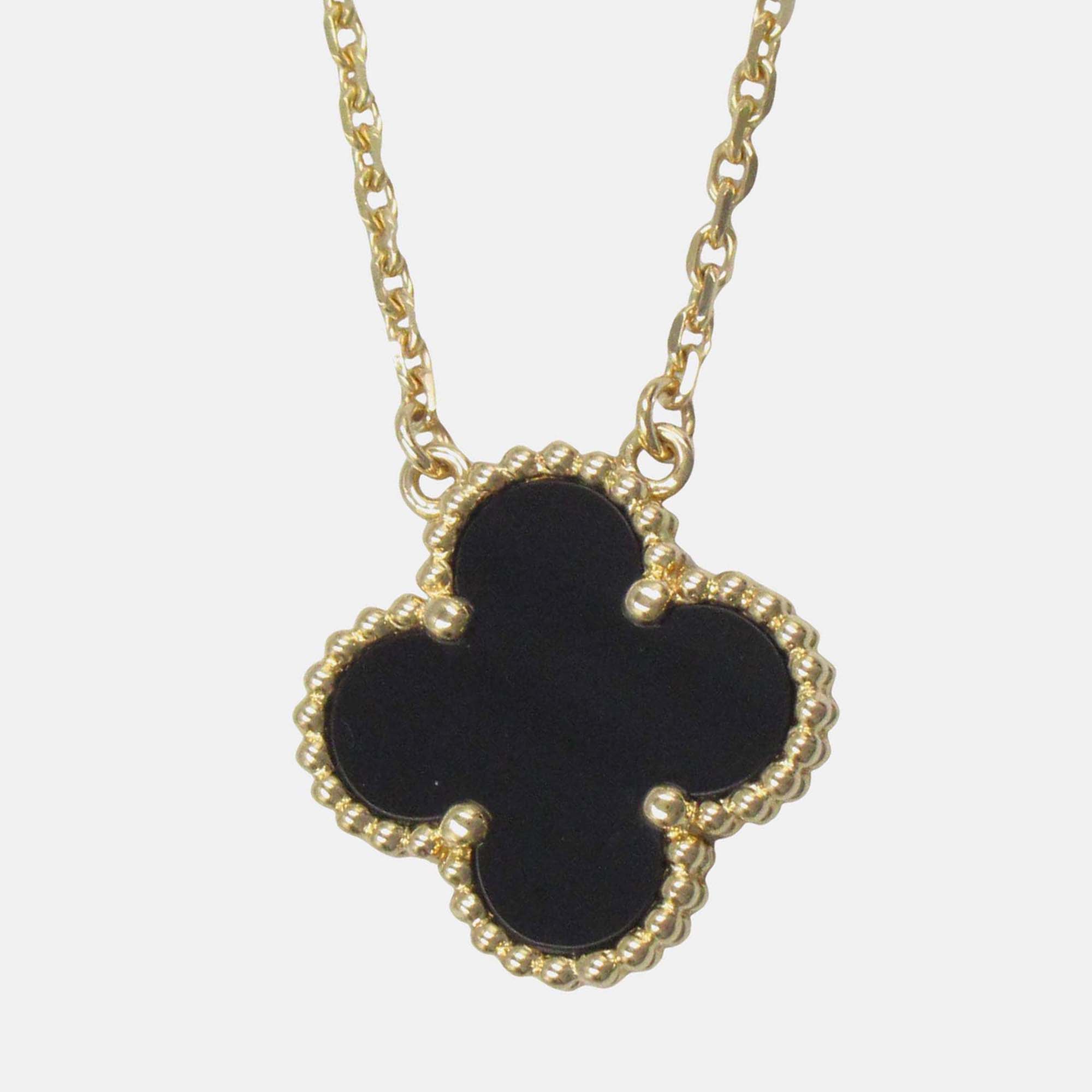 Van Cleef & Arpels 18K Yellow Gold and Onyx Vintage Alhambra Pendant Necklace, Necklaces - Luxury Closet catalog