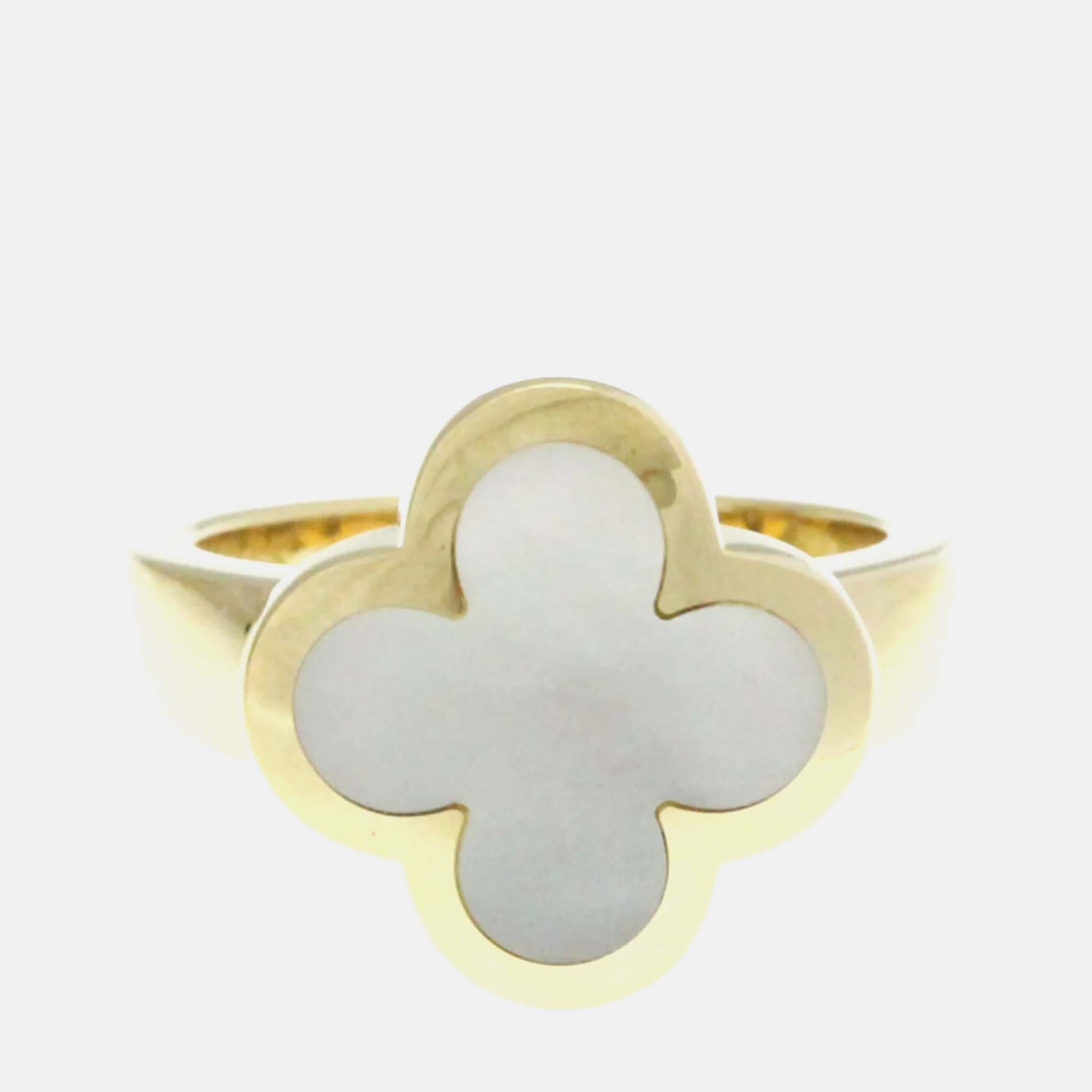 Van Cleef & Arpels Pure Alhambra 18K Yellow Gold Mother Of Pearl Ring EU 55, Rings - Luxury Closet catalog