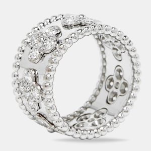 Van Cleef & Arpels Perlée Clover Diamond 18k White Gold Large Model Ring 56, Rings - Luxury Closet catalog