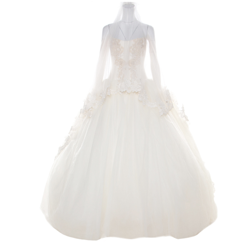 Vera Wang Cream Bead Embellished Silk Layered Tulle Gown L, Dresses - Luxury Closet catalog