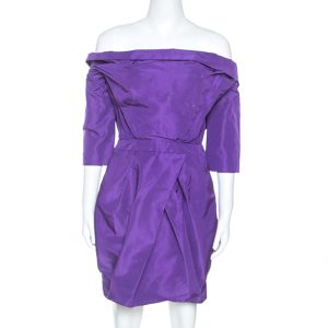 Vera Wang Purple Silk Crystal Embellished Off Shoulder Dress L, Dresses - Luxury Closet catalog