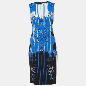 Versace Collection Blue Chain Print Crepe Sleeveless Dress S, Dresses - Luxury Closet catalog