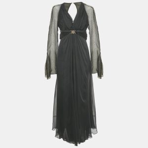 Versace Collection Black Silk Drape Detail V-Neck Maxi Dress M, Dresses - Luxury Closet catalog