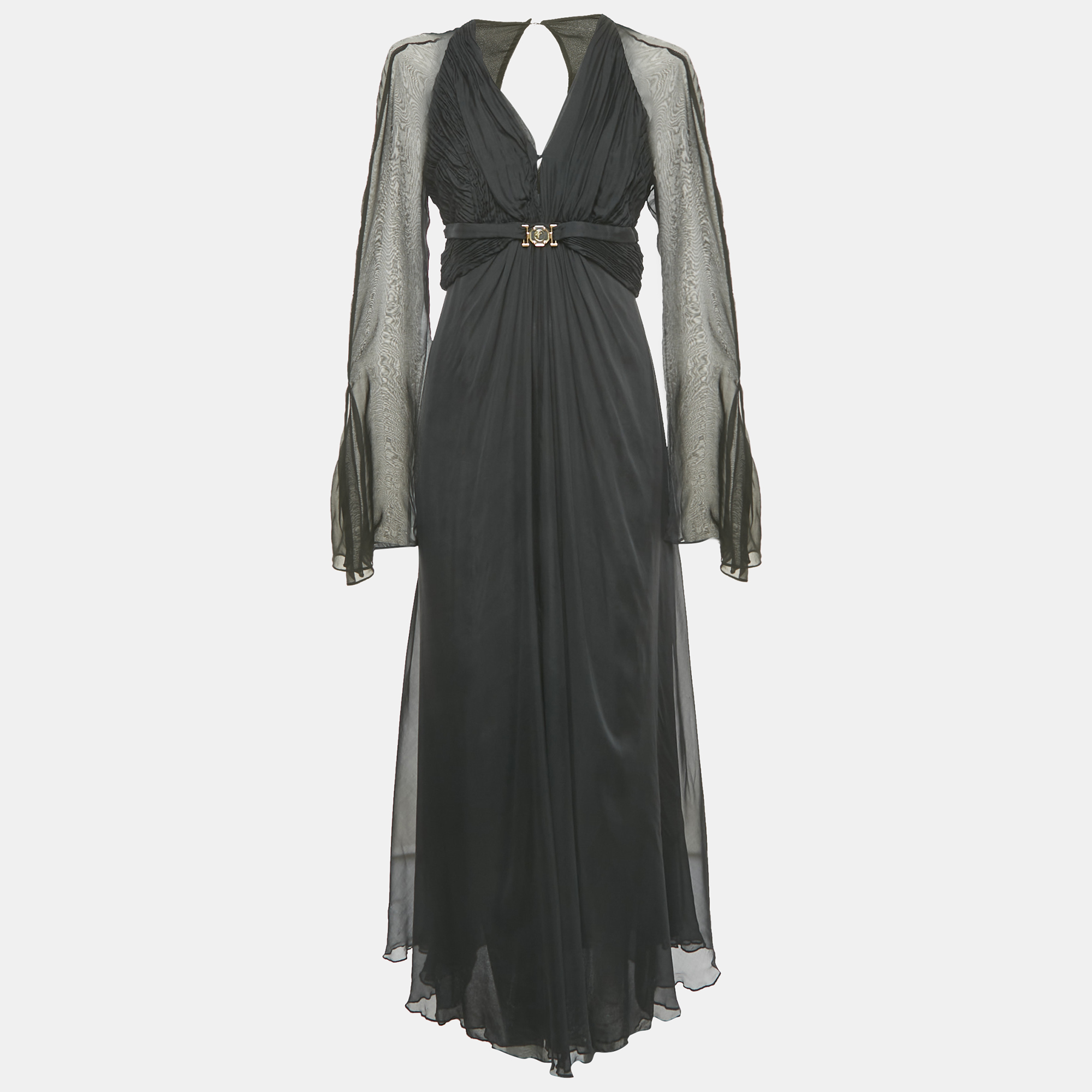 Versace Collection Black Silk Drape Detail V-Neck Maxi Dress M, Dresses - Luxury Closet catalog