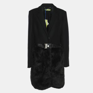 Versace Jeans Black Wool Blend and Faux Fur Belted Blazer L, Coats & Jackets - Luxury Closet catalog