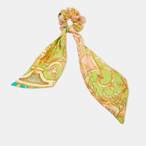 Versace Multicolor Barocco Print Silk Scrunchie, Apparel & Accessories - Luxury Closet catalog