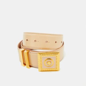 Versace Pink Patent Leather Medusa Square Buckle Belt 75CM, Belt Buckles - Luxury Closet catalog
