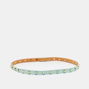 Versace Mint Blue Leather Studded Belt 75 CM, Belt Buckles - Luxury Closet catalog