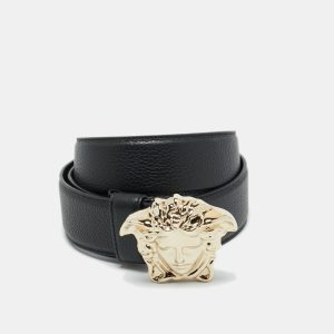 Versace Black Leather La Medusa Buckle Belt 90 CM, Belt Buckles - Luxury Closet catalog