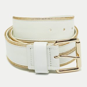 Versace White Leather Zip Detail Buckle Belt 70 CM, Belt Buckles - Luxury Closet catalog