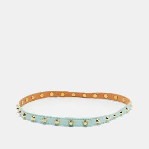 Versace Light Blue Leather Studded Wrap Around Bracelet, Jewelry - Luxury Closet catalog