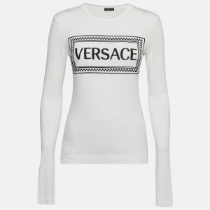 Versace White Logo Print Jersey Long Sleeve T-Shirt M, Shirts & Tops - Luxury Closet catalog