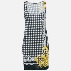 Versace Black Checks and Barocco Print Jersey Bodycon Dress XS, Dresses - Luxury Closet catalog