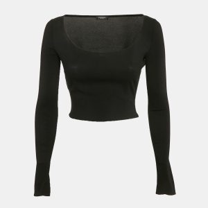 Versace Black Jersey Long Sleeve Crop Top S, Shirts & Tops - Luxury Closet catalog
