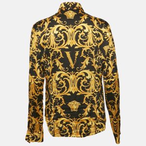Versace Black/Yellow Barocco Print Satin Silk Shirt M, Shirts & Tops - Luxury Closet catalog