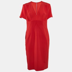 Versace Red Silk Blend V-Neck Short Dress L, Dresses - Luxury Closet catalog