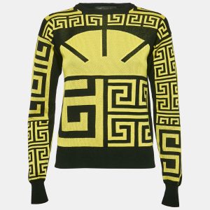 Versace Black/Yellow Greca Pattern Jersey Crewneck Sweatshirt S, Sweaters & Cardigans - Luxury Closet catalog