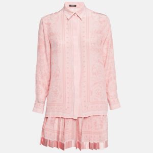 Versace Pink Barocco Print Silk Shirt and Skirt Set S, Suits - Luxury Closet catalog