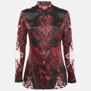 Versace Burgundy Paisley Print Satin Shirt M, Shirts & Tops - Luxury Closet catalog