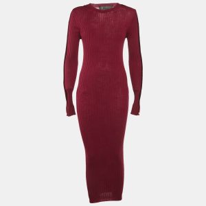 Versace Burgundy Wool Knit Button Detail Maxi Dress M, Dresses - Luxury Closet catalog