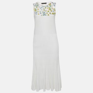 Versace White Floral Print Mesh and Knit Flared Midi Dress L, Dresses - Luxury Closet catalog